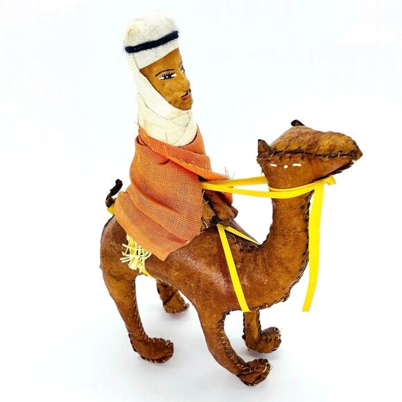 Vtg Handmade Leather Nativity Wisemen on Camels - Picture 2 of 10